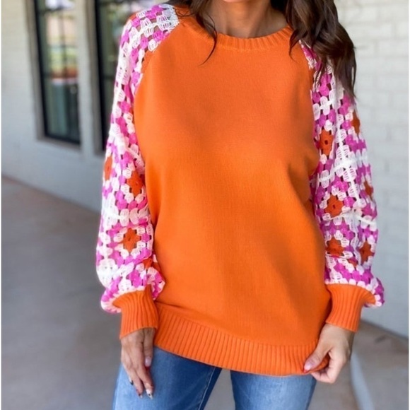 🍑 KNIT CROCHET DETAILED LONG SLEEVE SWEATER - Picture 2 of 4